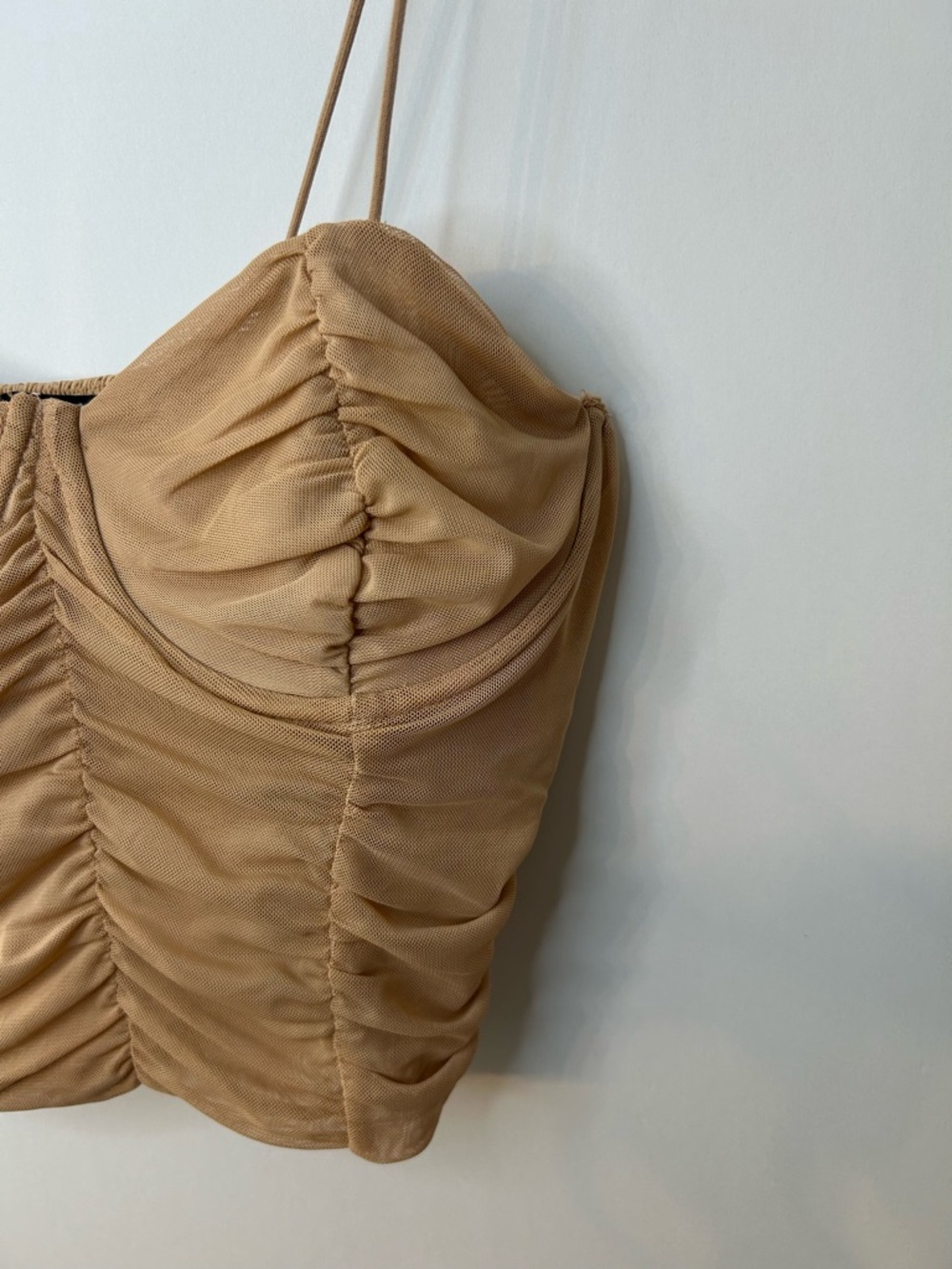 Zara Women’s Beige Ruched Sleeveless Corset Top, Size Large - Picture 4 of 6